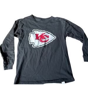 Youth NFL Kansas City Chiefs Long Sleeve Tee, 10/12, Black, Football, Cotton, KC